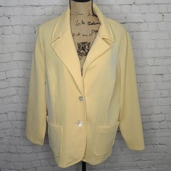 Vintage 70s Yellow White Striped Preppy Blazer - Picture 10 of 10